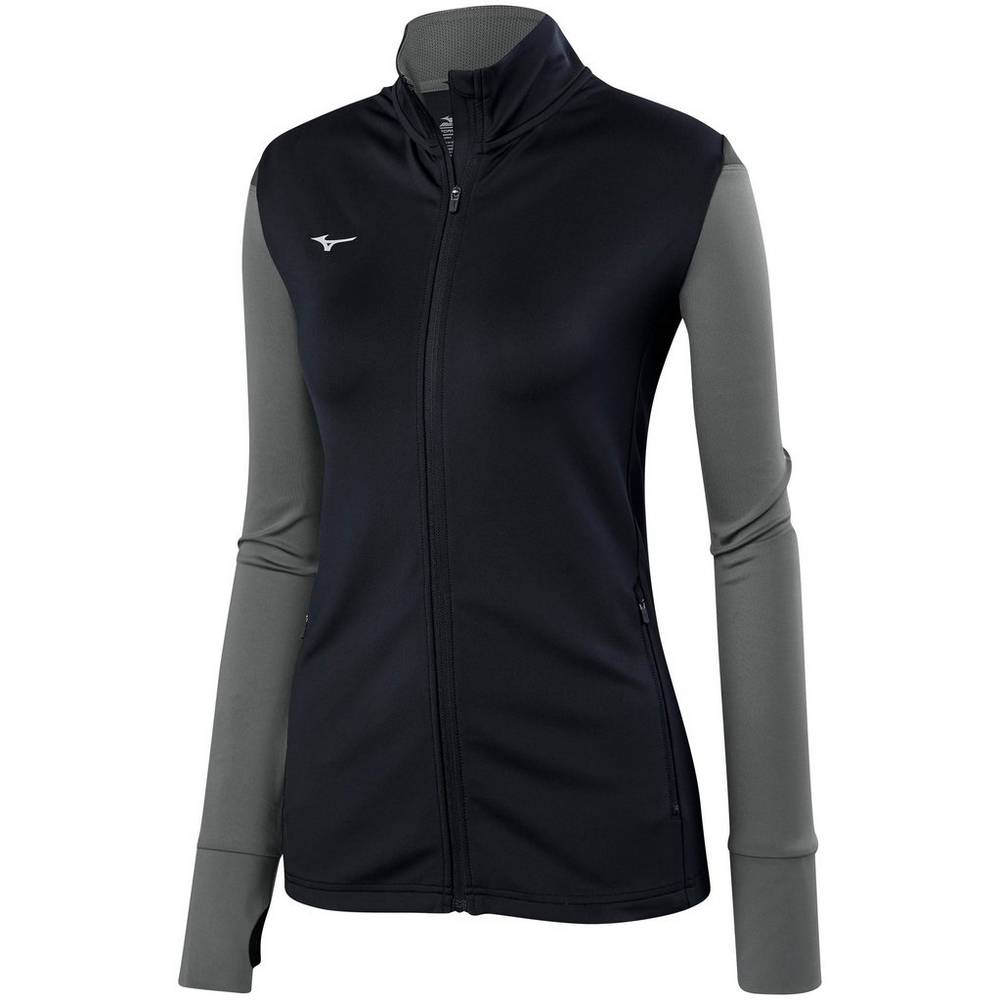 Mizuno Women's Horizon Full Zip Volleyball Jacket Black/Grey (440660-CGH)